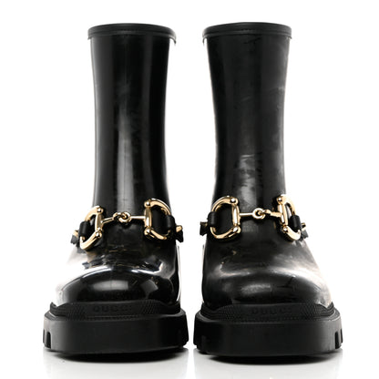 Gucci Rubber Womens Horsebit Ankle Boots 37 Black 2 of 8