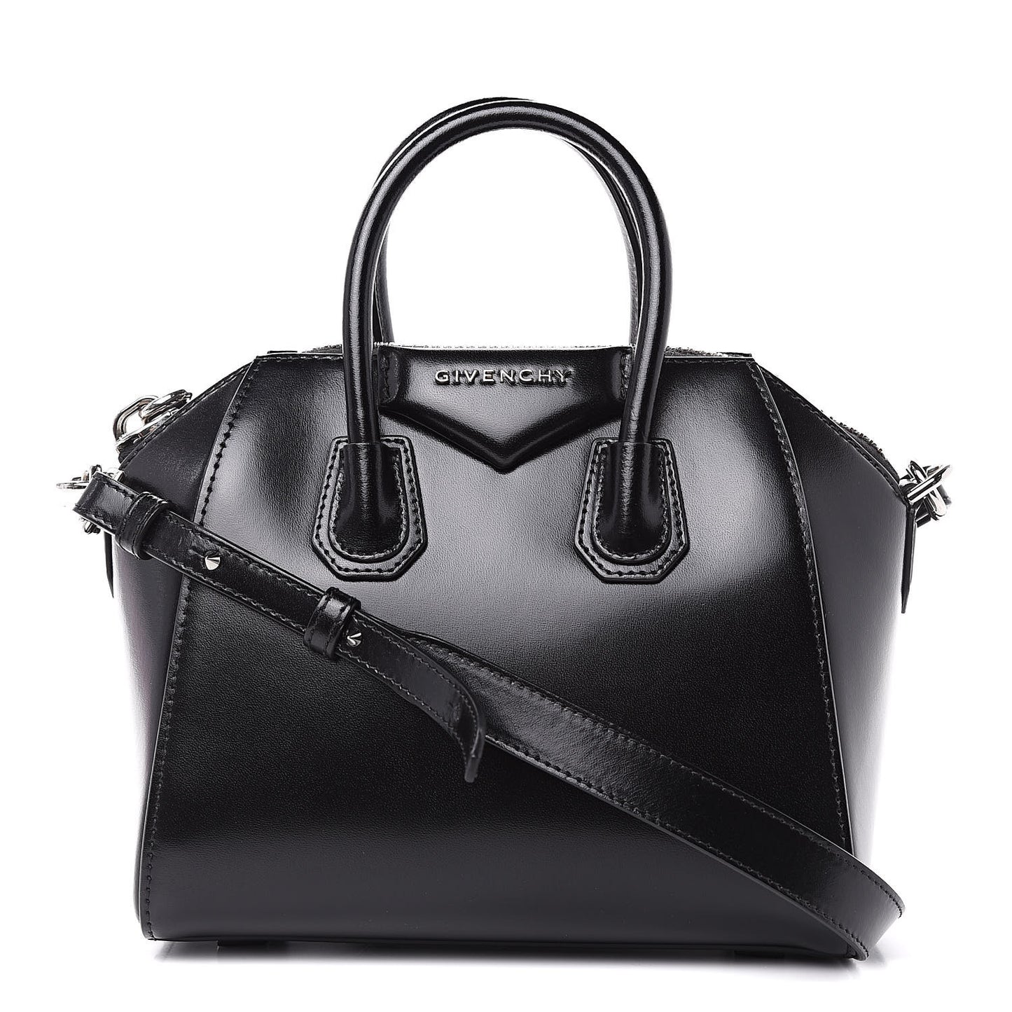 Shiny Lord Calfskin Mini Antigona Black
