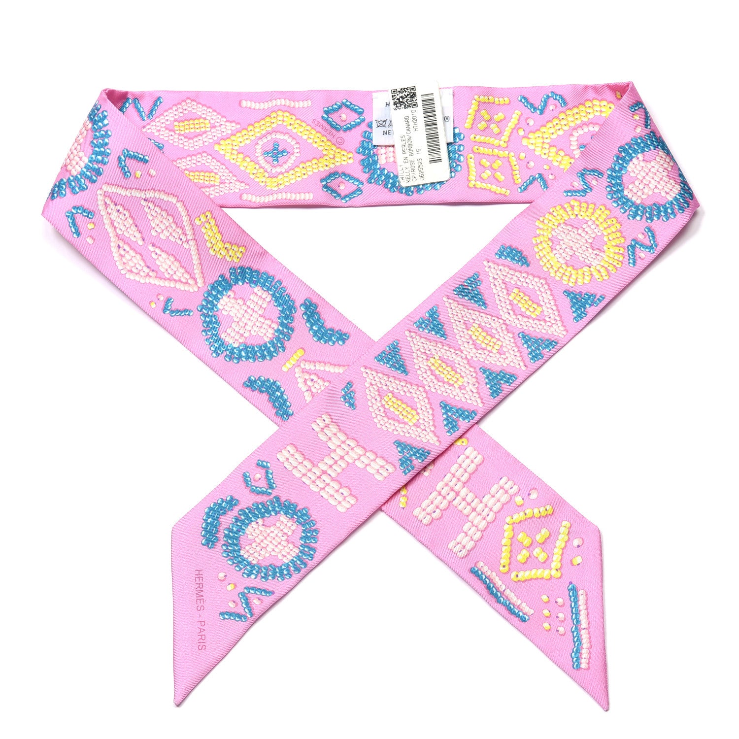 Hermes Silk Kelly En Perles Twilly Rose Bonbon Canard 1 of 4