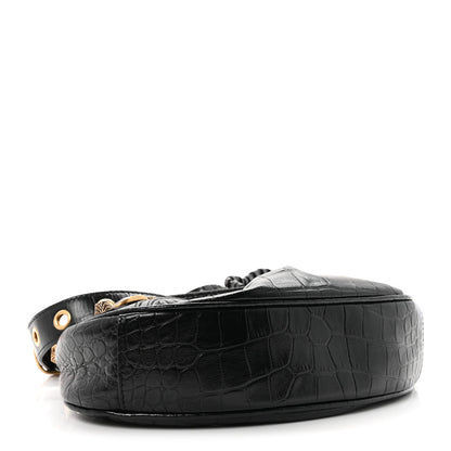Balenciaga Extra Supple Calfskin Crocodile Embossed Le Cagole Shoulder Bag XS Black 5 of 11