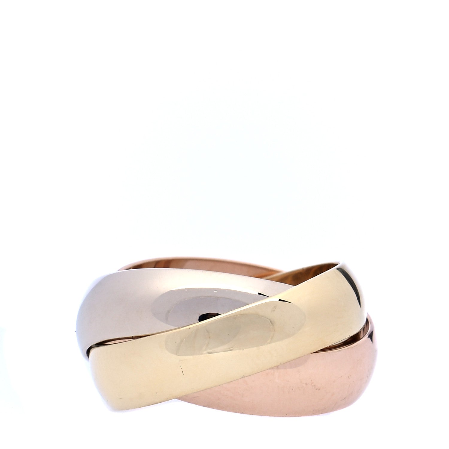 Cartier 18K Pink Yellow White Gold Large Trinity Ring 52 6 1 of 6