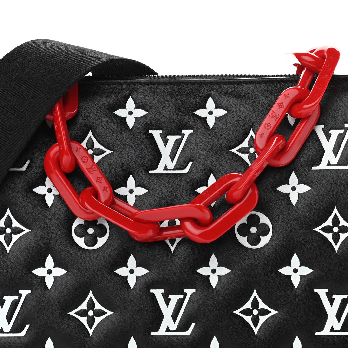Lambskin Embossed Monogram Coussin PM Black White