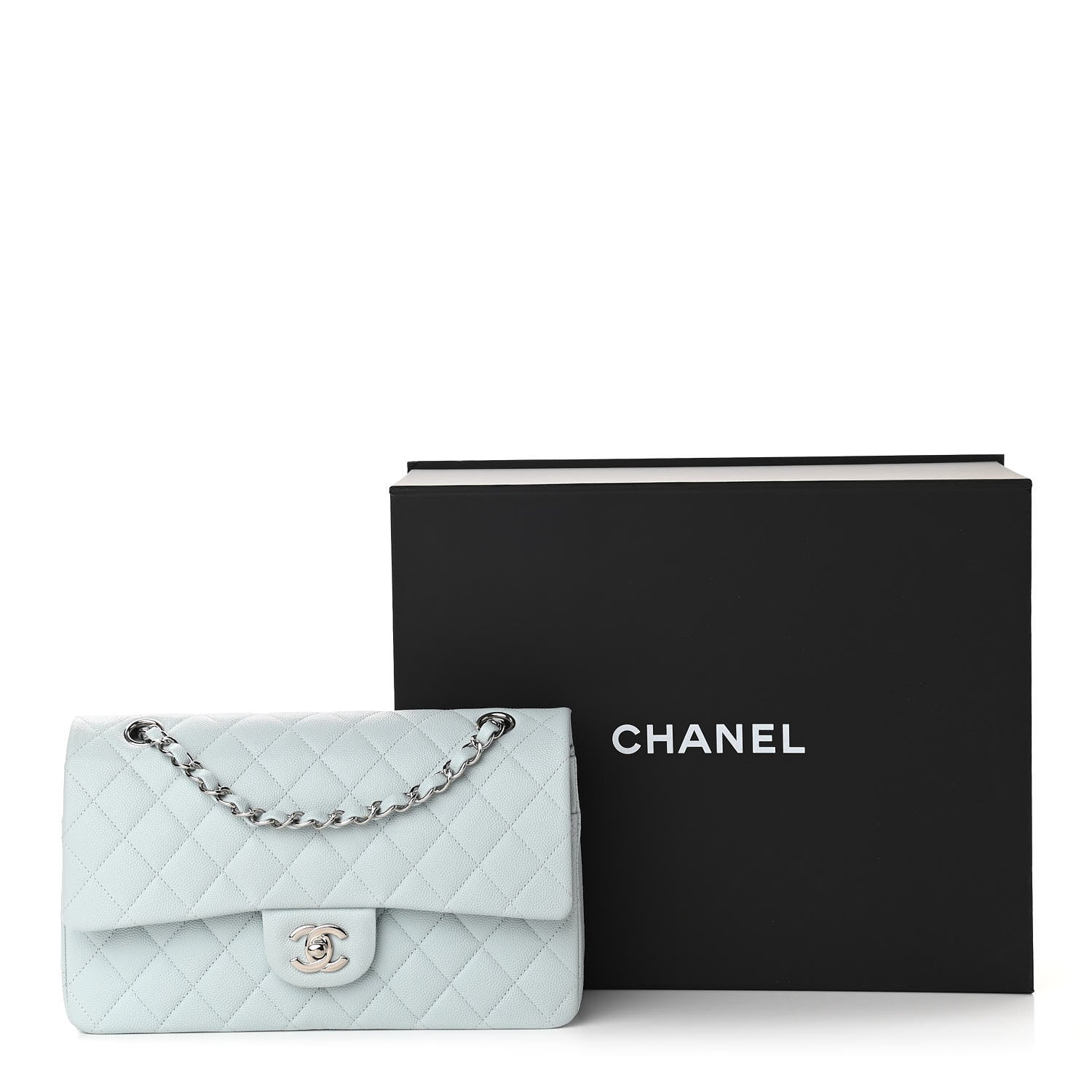 Chanel Caviar Quilted Medium Double Flap Light Blue 8 of 11