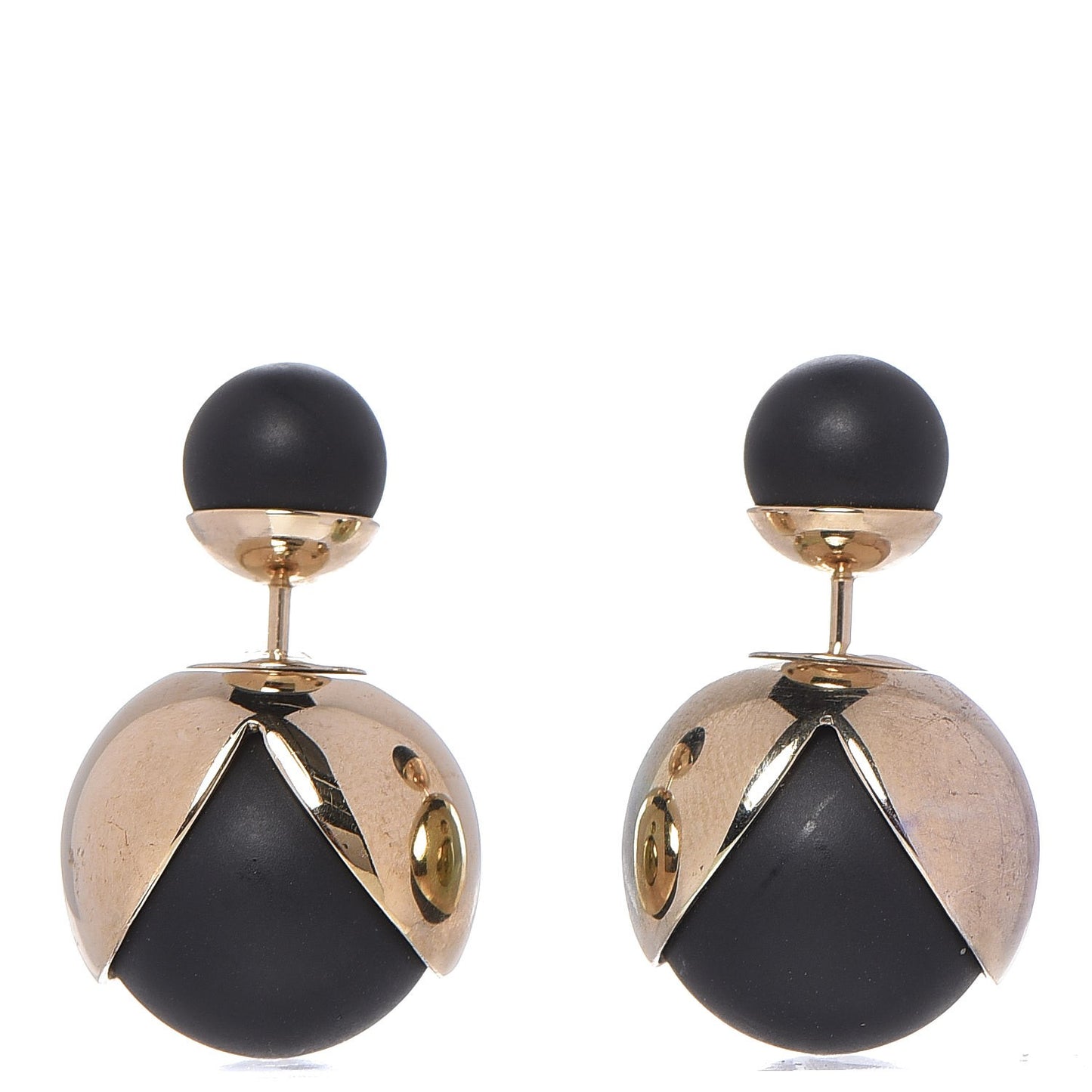 Rubber Lacquer Mise En Dior Tribal Earrings Matte Gold Black