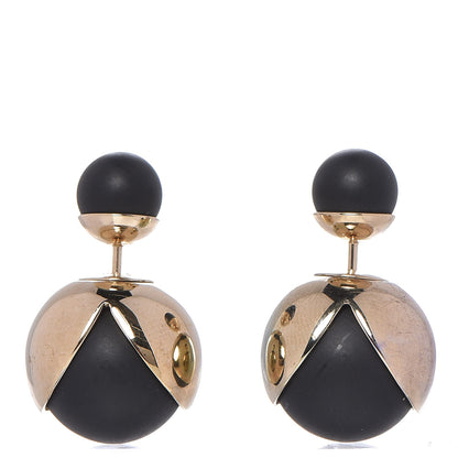 Christian Dior Rubber Lacquer Mise En Dior Tribal Earrings Matte Gold Black 1 of 4