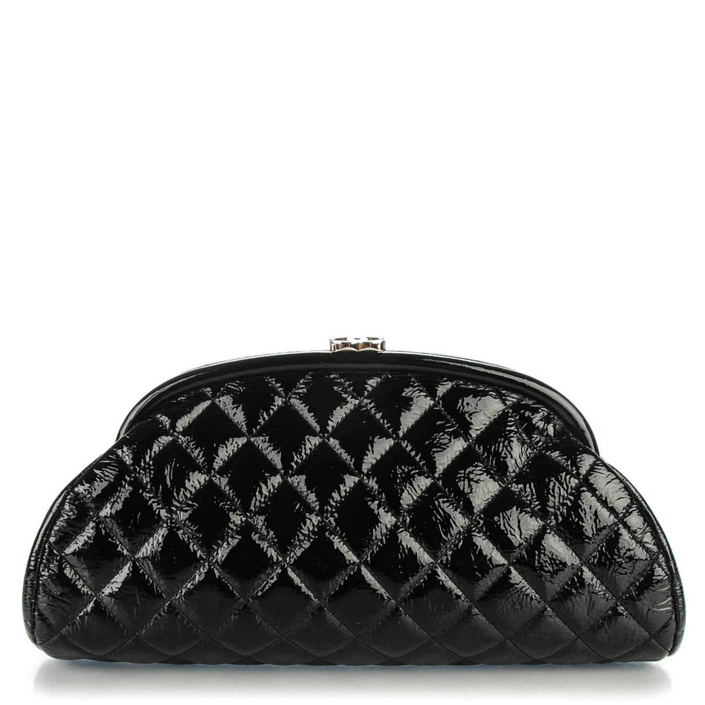 Distressed Patent Quilted Timeless Clutch Black