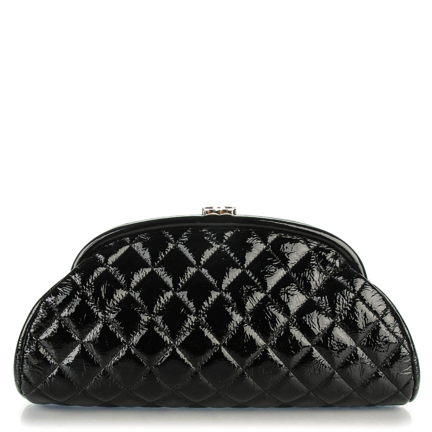 Chanel Distressed Patent Quilted Timeless Clutch Black 1 of 7