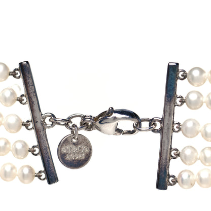 Tiffany Sterling Silver Freshwater Pearl 4.5-7mm Ziegfeld 5 Strand Graduated Pearl Necklace 4 of 5