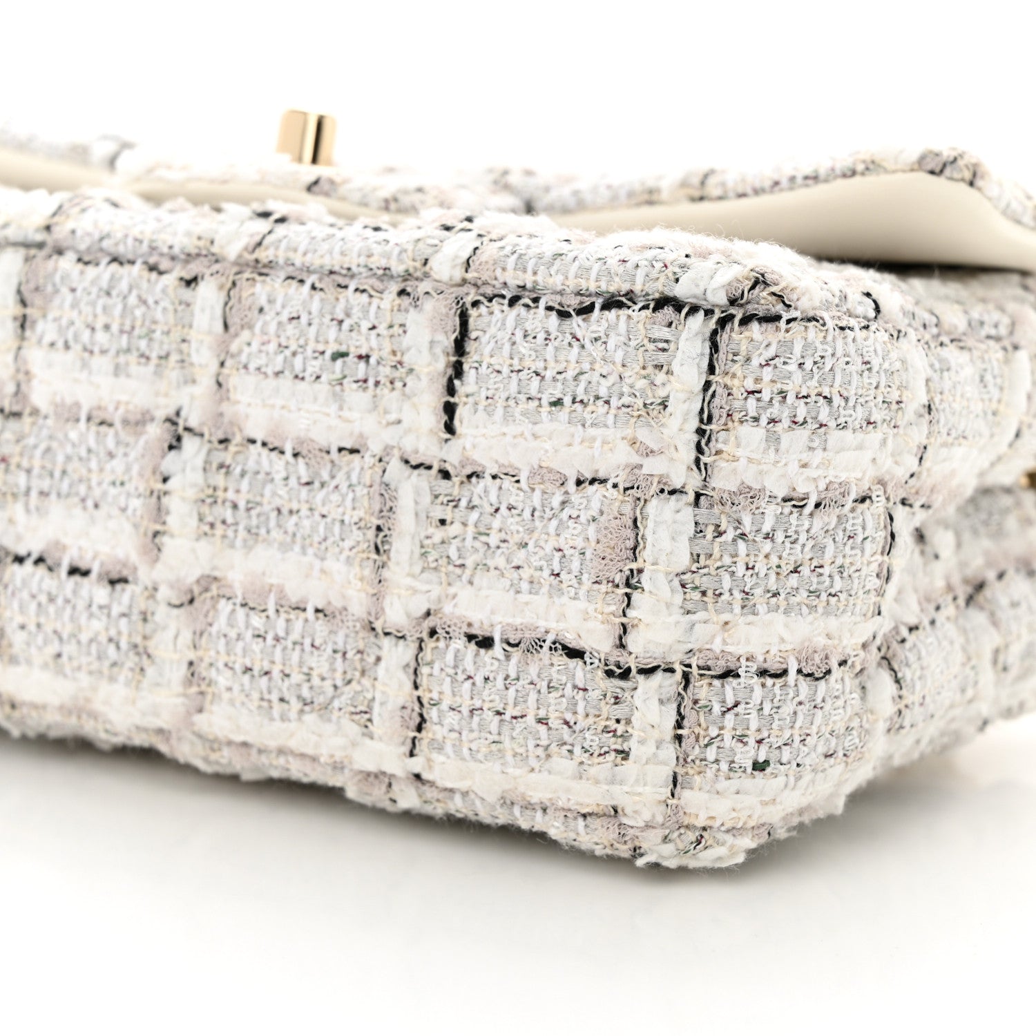 Chanel Tweed Quilted Mini Rectangular Flap White Grey 10 of 11