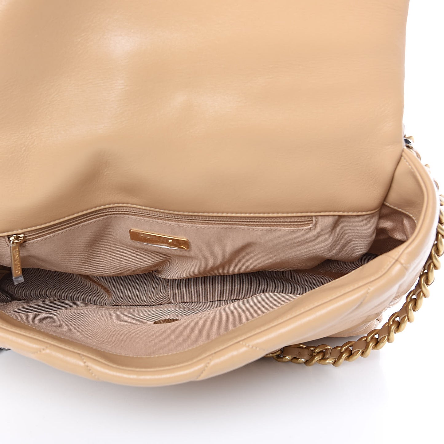 Lambskin Quilted Maxi 19 Flap Dark Beige
