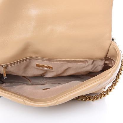 Chanel Lambskin Quilted Maxi 19 Flap Dark Beige 5 of 11