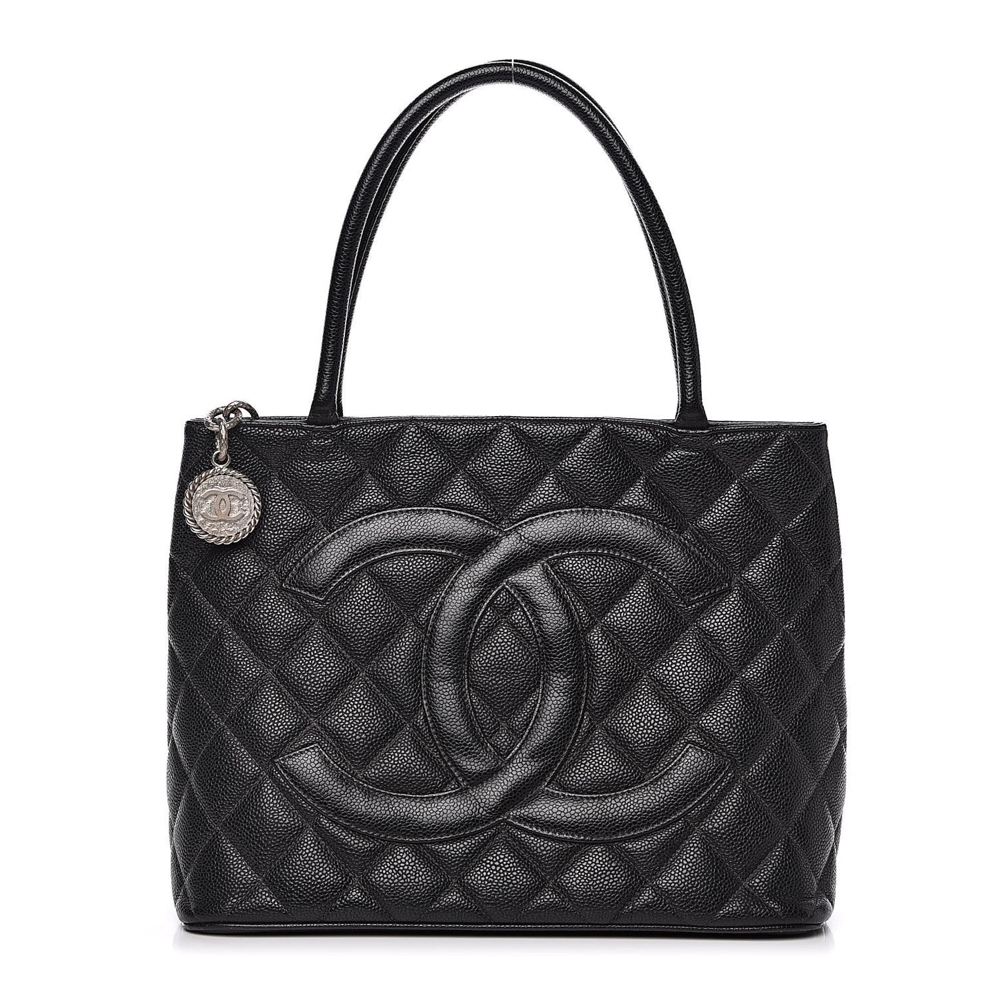 Caviar Quilted Medallion Tote Black
