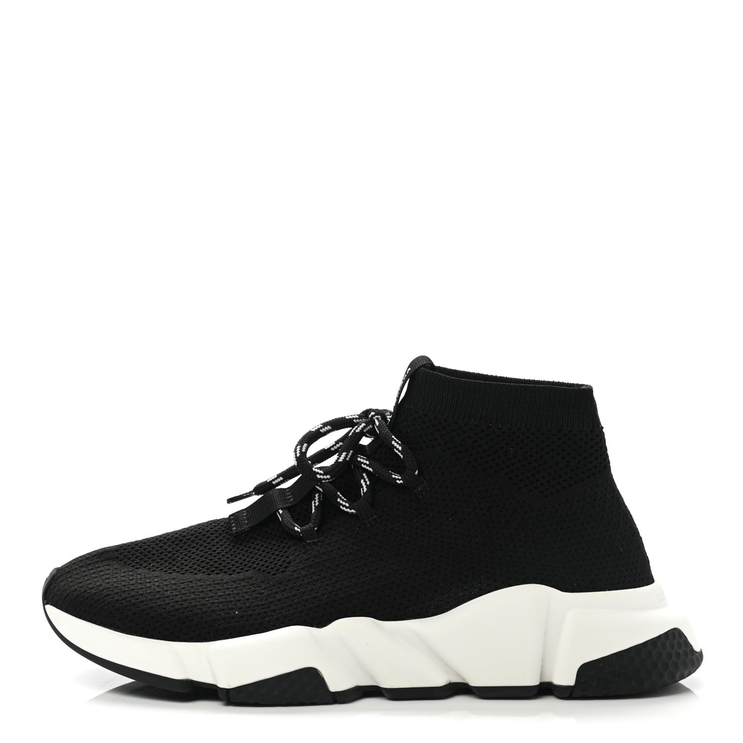 Balenciaga Recycled Knit Bi-Color Sole Womens Speed Lace Up Sneakers 40 Black White 1 of 9