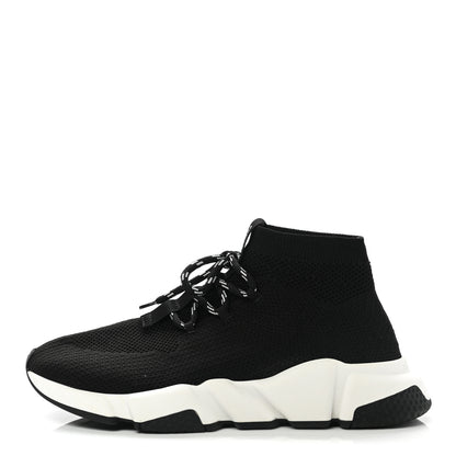 Balenciaga Recycled Knit Bi-Color Sole Womens Speed Lace Up Sneakers 40 Black White 1 of 9