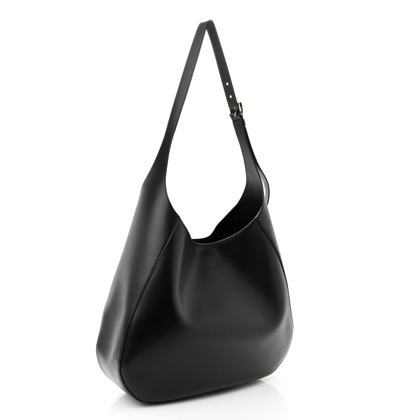 City Calfskin Triangle Large Hobo Shoulder Bag Black
