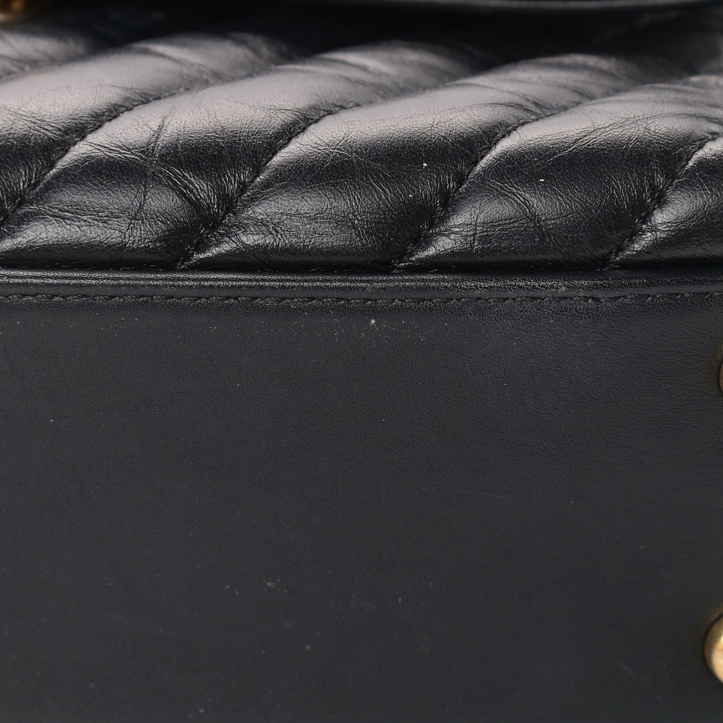Aged Calfskin Chevron Quilted Mini Coco Handle Flap Black