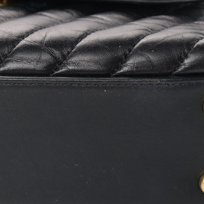Chanel Aged Calfskin Chevron Quilted Mini Coco Handle Flap Black 10 of 15