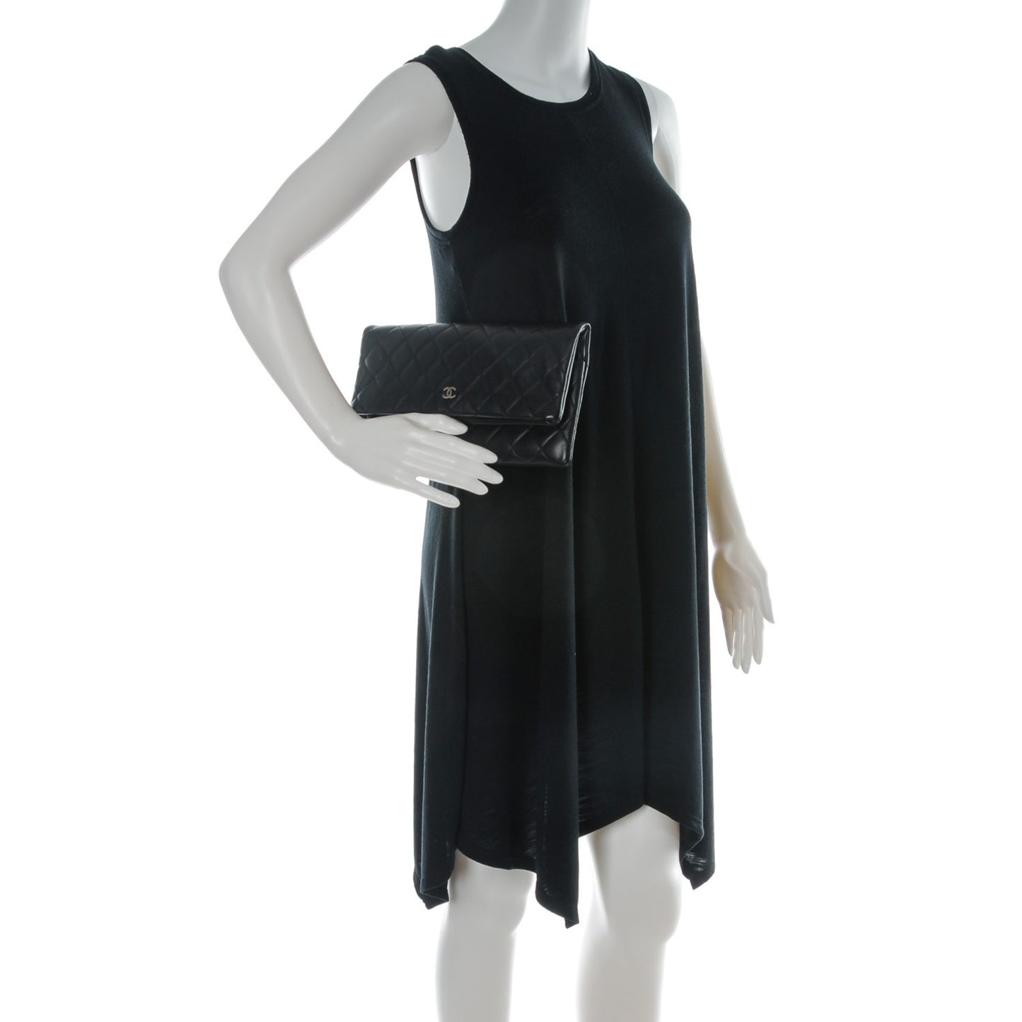 Lambskin Quilted CC Beauty Clutch Black
