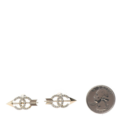 Chanel Metal Crystal CC Arrow Earrings Gold 2 of 5