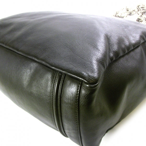 Leather Mademoiselle Lock Large Shopper Tote Black
