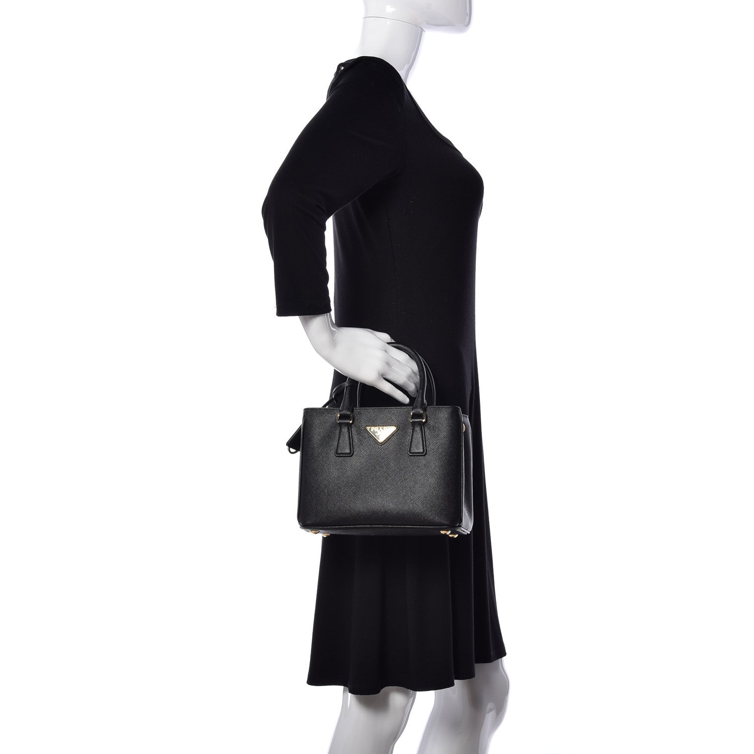 Prada Saffiano Lux Micro Galleria Shoulder Bag Black 3 of 19