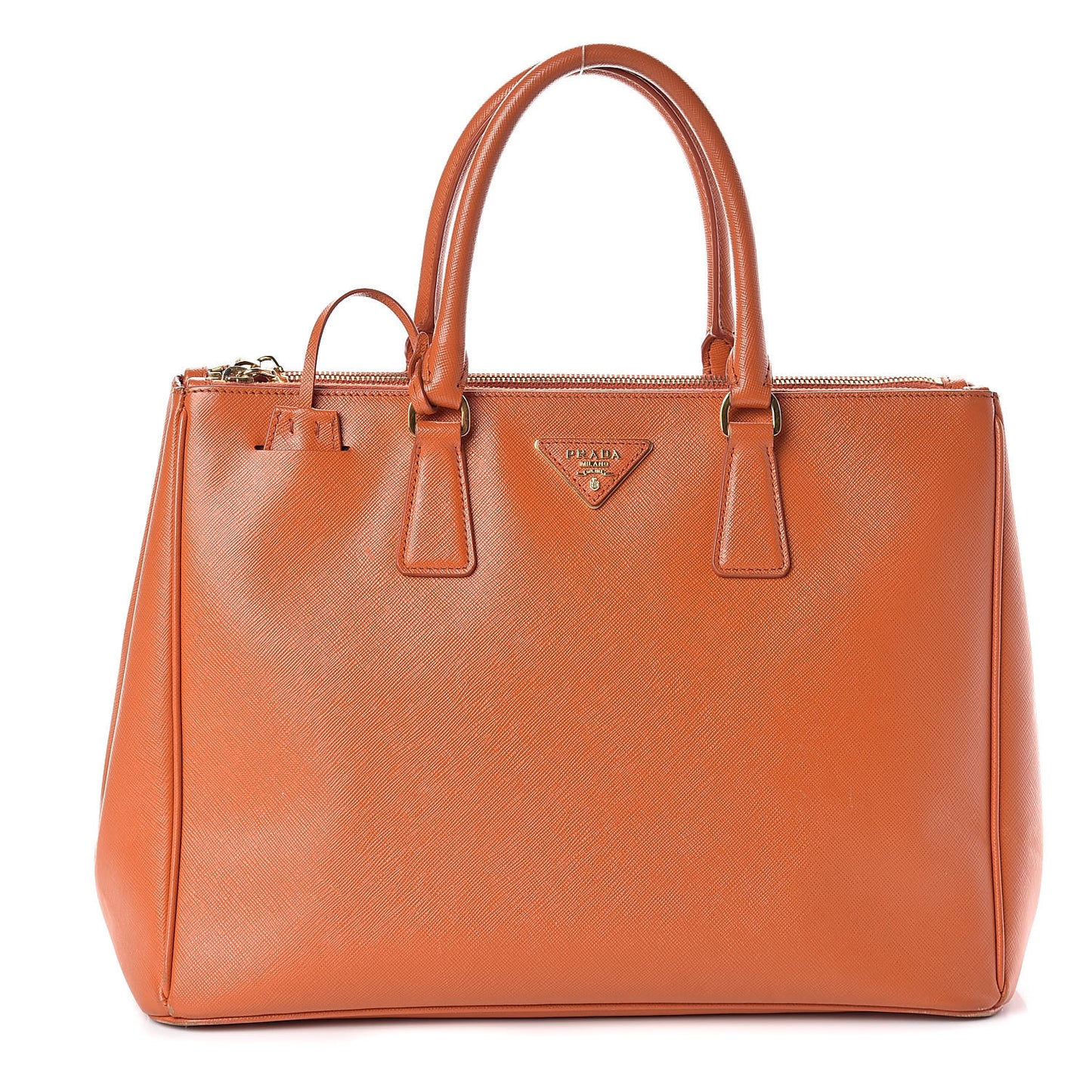 Saffiano Large Galleria Double Zip Tote Papaya