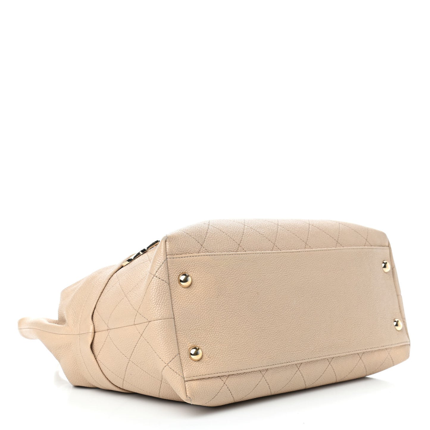 Caviar Stitched Shopping Tote Beige
