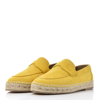 Hermes Suede Goatskin Womens Trip Espadrilles 37 Jaune Citron 3 of 13