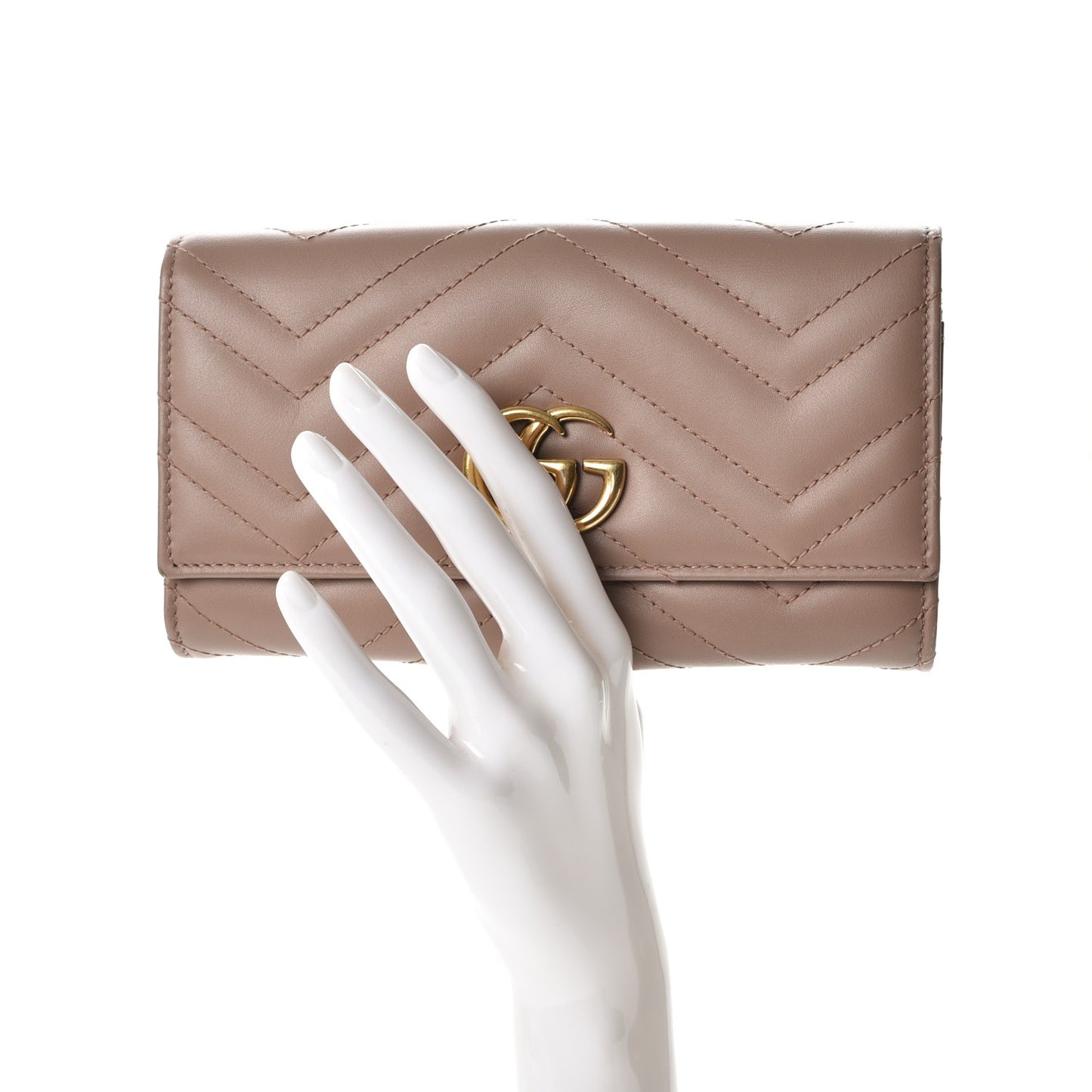 Calfskin Matelasse GG Marmont Continental Wallet Porcelain Rose