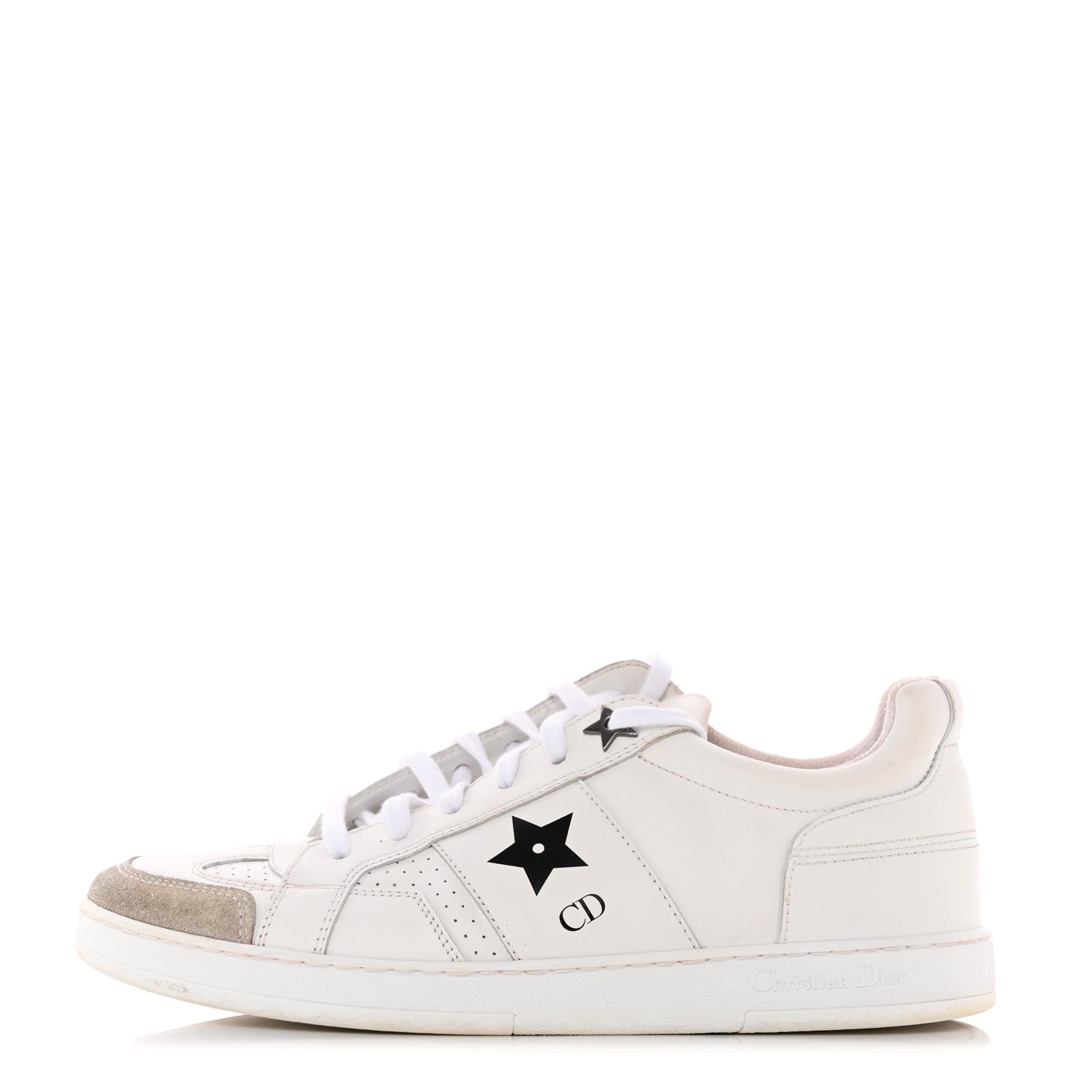 Christian Dior Calfskin Suede Dior Star Low Top Sneakers 36.5 White Black 1 of 22