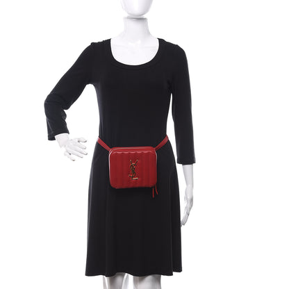 Saint Laurent Lambskin Matelasse Vicky Monogram Belt Bag Eros Red 2 of 10