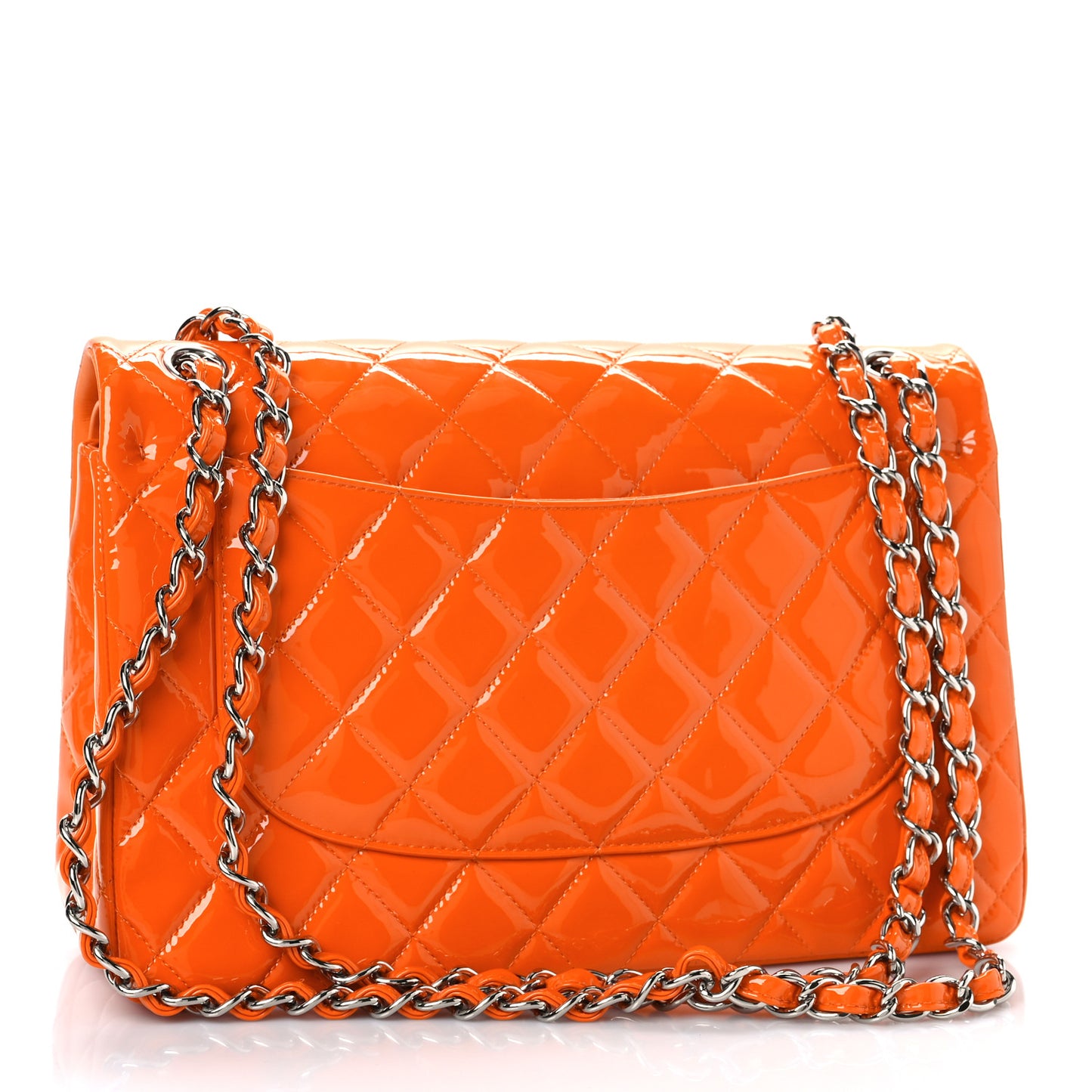 Patent Quilted Jumbo Double Flap Orange