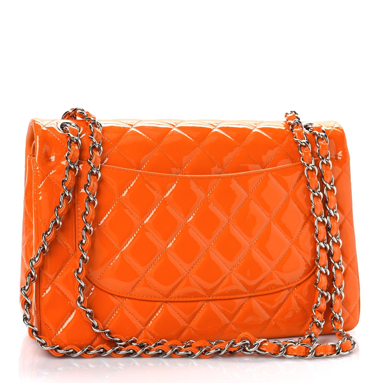 Chanel Patent Quilted Jumbo Double Flap Orange 3 of 10