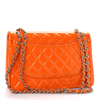 Chanel Patent Quilted Jumbo Double Flap Orange 3 of 10