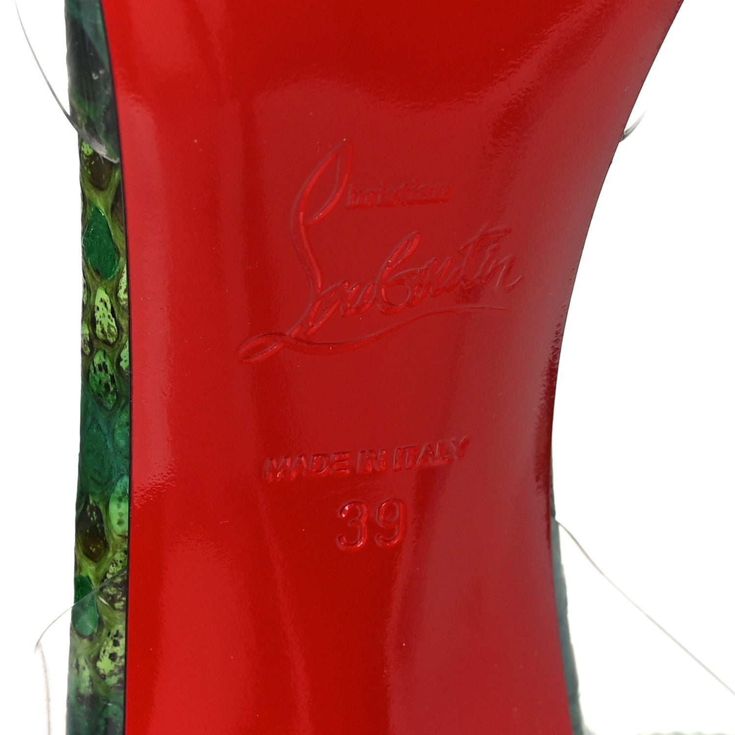 Christian Louboutin Watersnake PVC Nosy 100 Pumps 39 Green 7 of 7