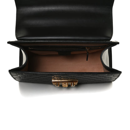 Gucci Guccissima Signature Small Padlock Top Handle Bag Black 5 of 18