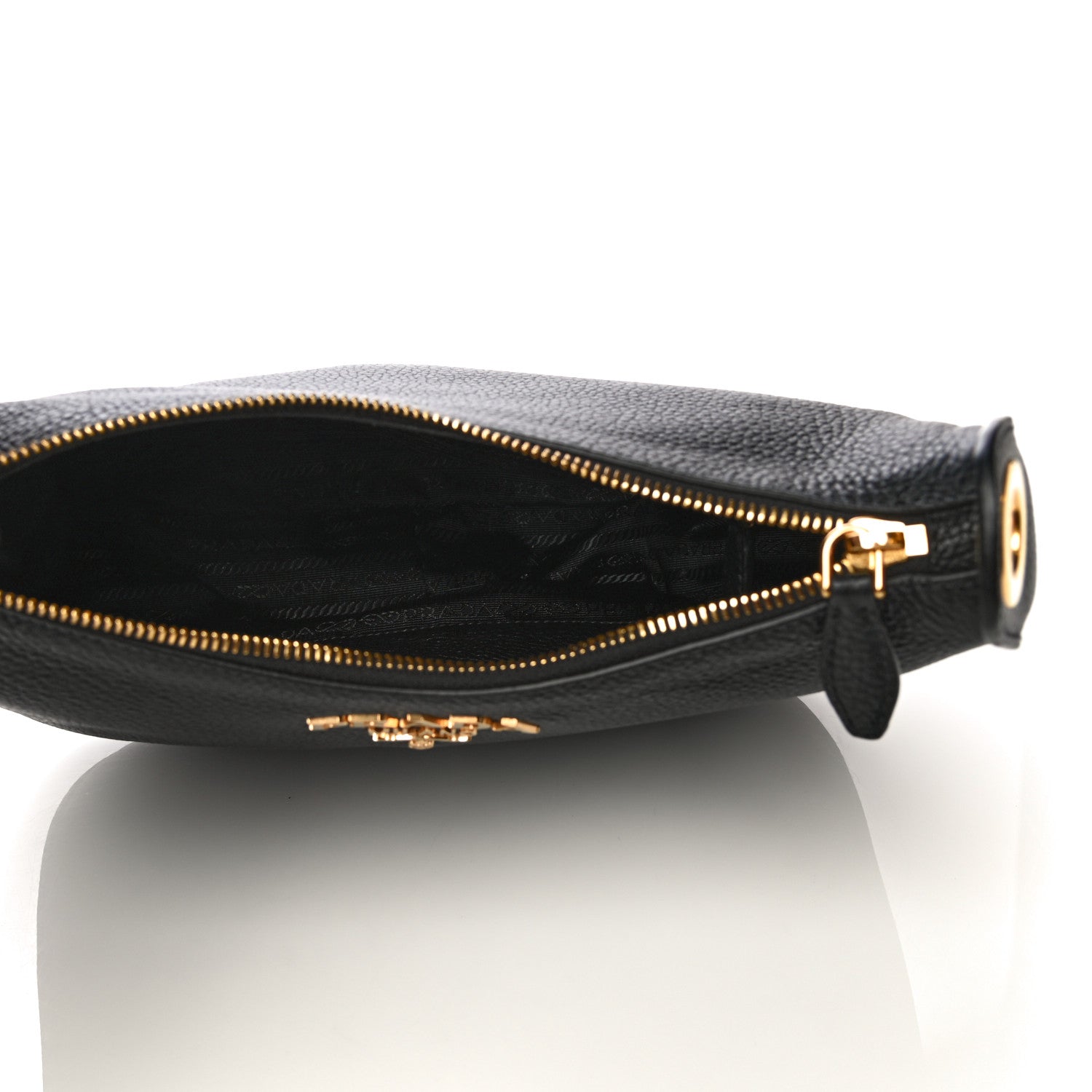 Prada Vitello Phenix Zippered Messenger Hobo Black 4 of 12
