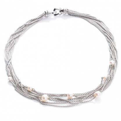 David Yurman Sterling Silver Pearl Multi Chain Necklace 3 of 5