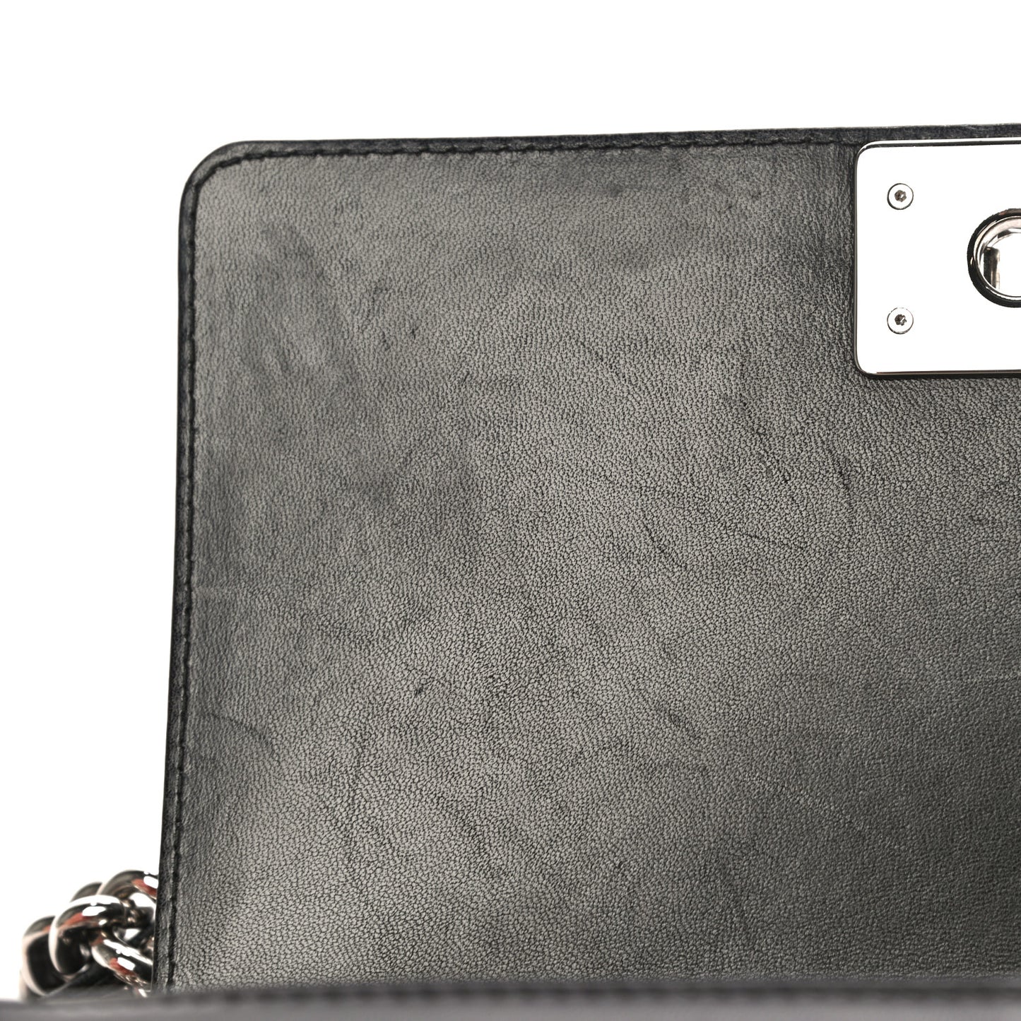 Lambskin Perforated Medium Boy Flap Black