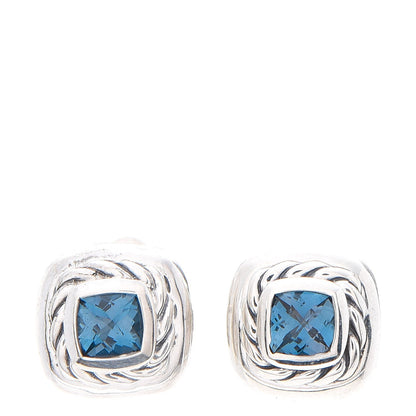 David Yurman Sterling Silver Blue Topaz 5mm Albion Earrings 1 of 4