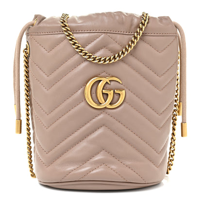 Gucci Calfskin Matelasse Mini GG Marmont 2.0 Bucket Bag Porcelain Rose 1 of 11