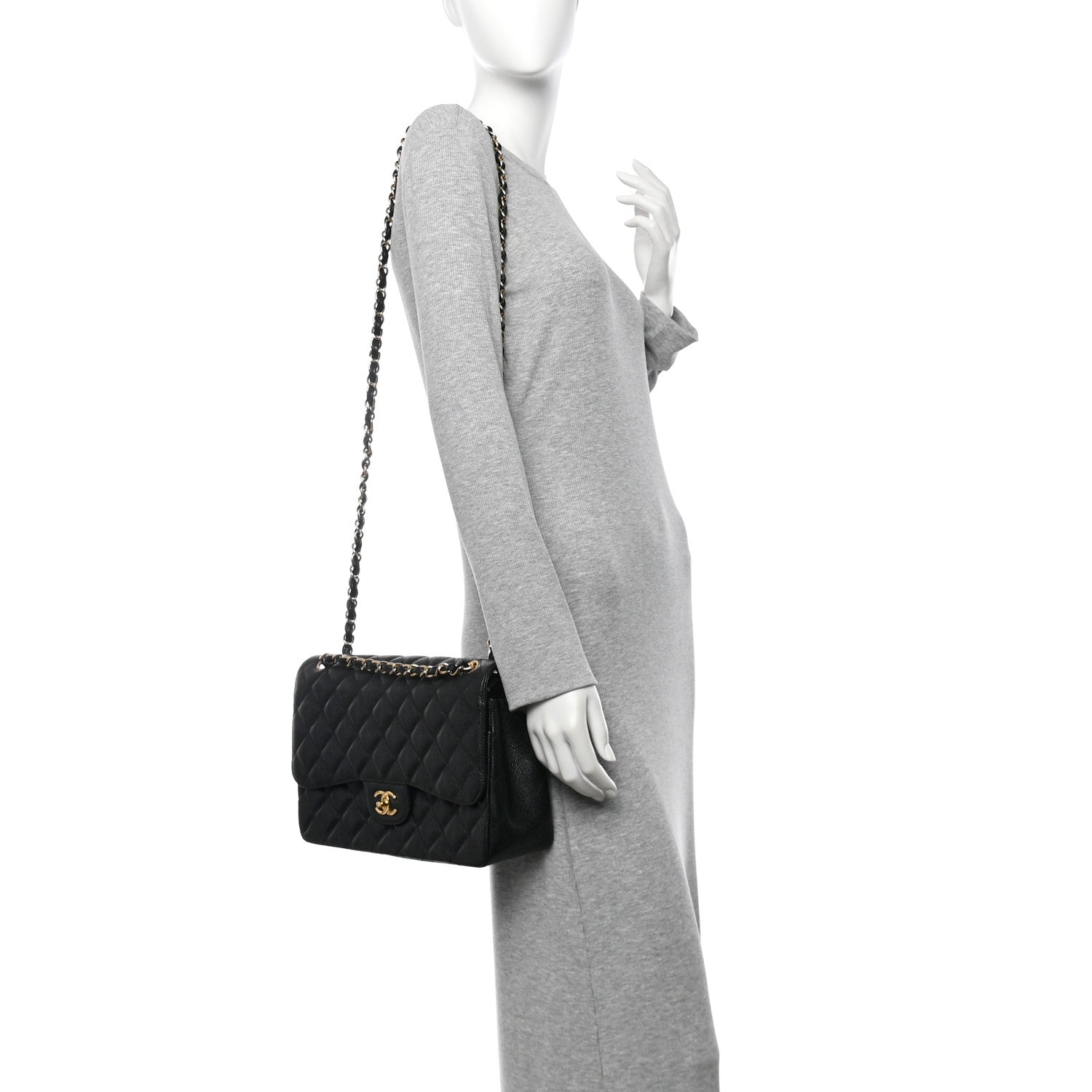 Chanel Caviar Quilted Jumbo Double Flap Black 2 of 11