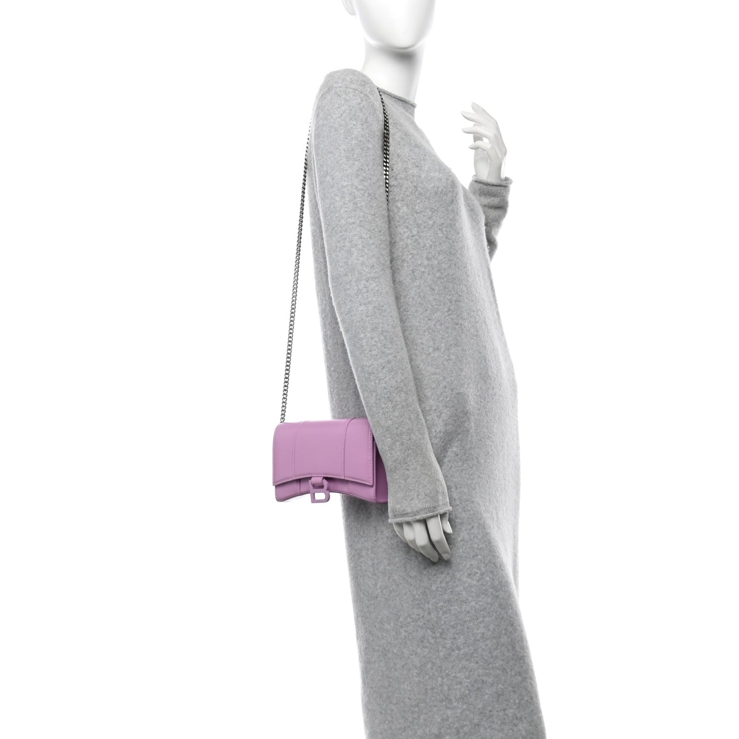 Shiny Box Calfskin Tonal B Hourglass Chain Bag Liliac