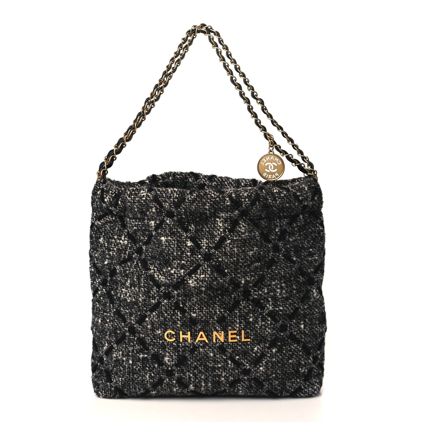 Tweed Quilted Chanel 22 Black Ecru