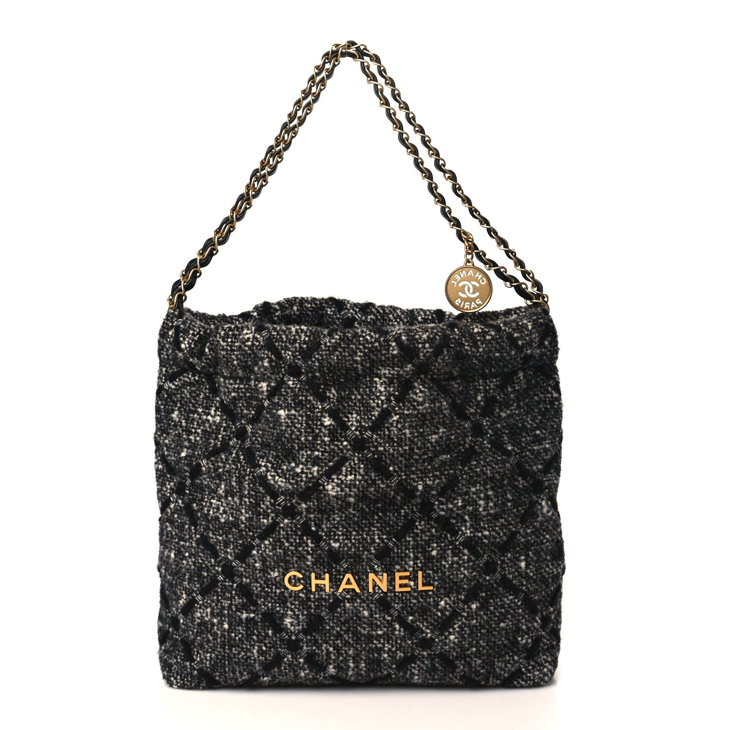 Chanel Tweed Quilted Chanel 22 Black Ecru 3 of 11