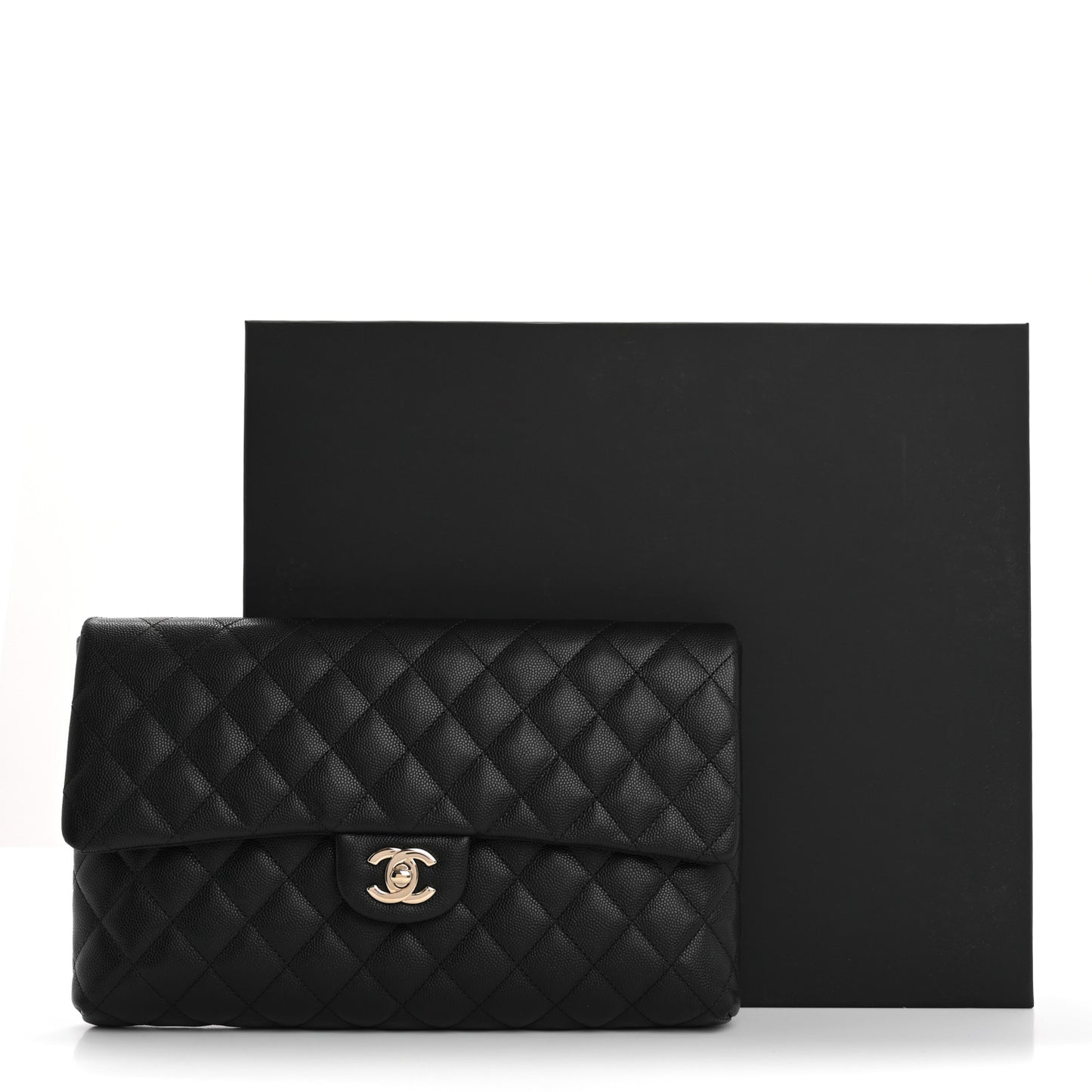 Caviar Quilted Flap Clutch Black