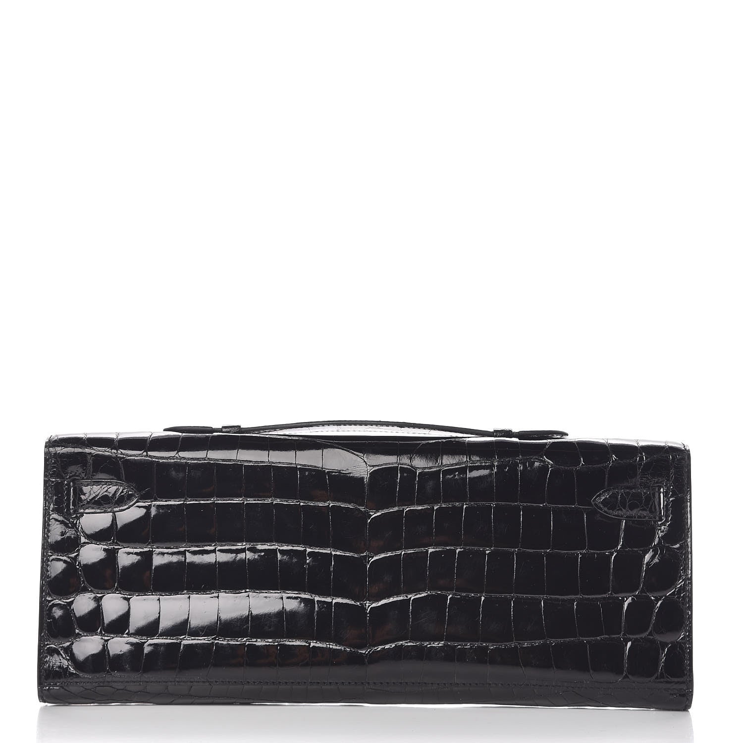 Hermes Shiny Niloticus Crocodile Kelly Cut Pochette Black 4 of 28