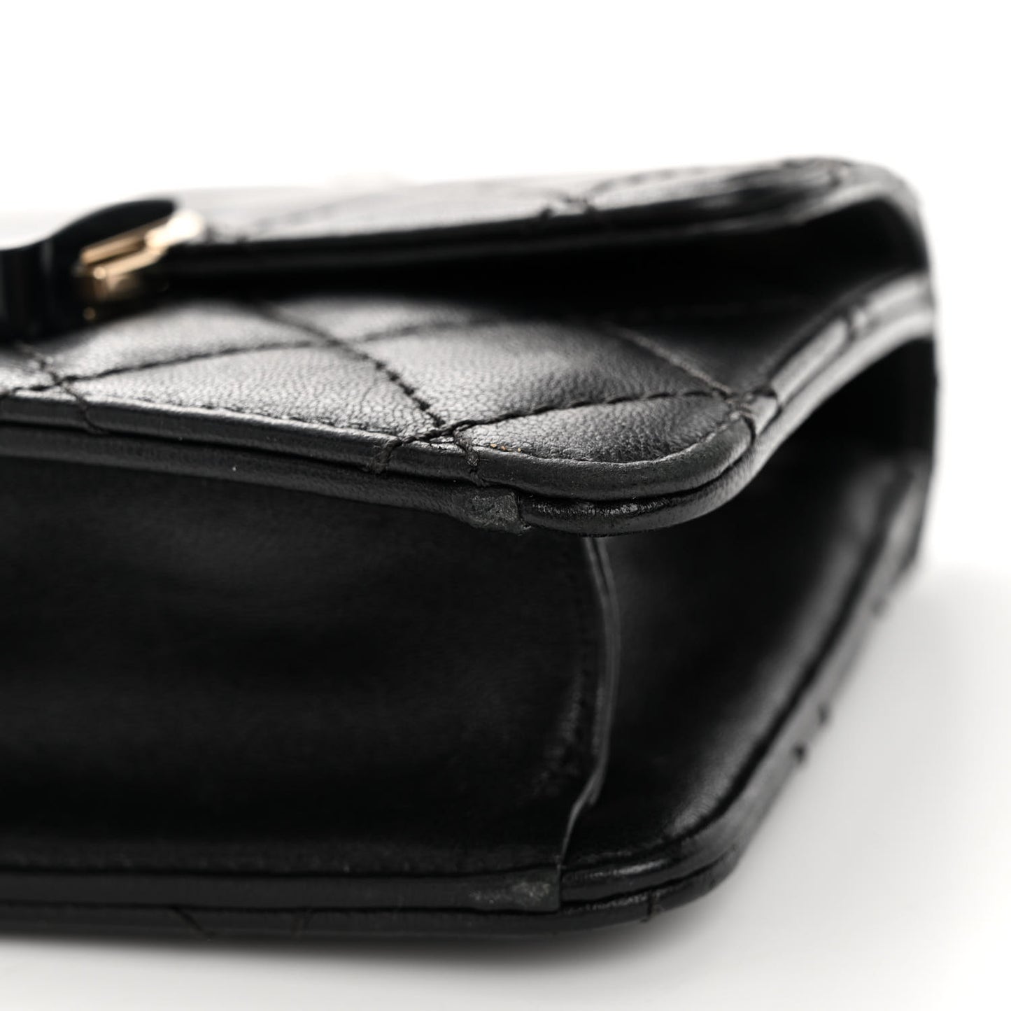 Sheepskin Quilted Mini Beauty Lock Flap Black