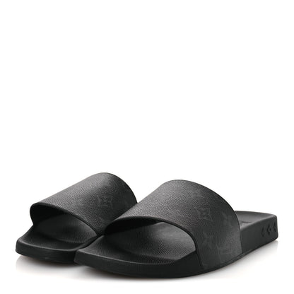 Louis Vuitton Monogram Eclipse Mens Waterfront Mules 7 Black 4 of 11
