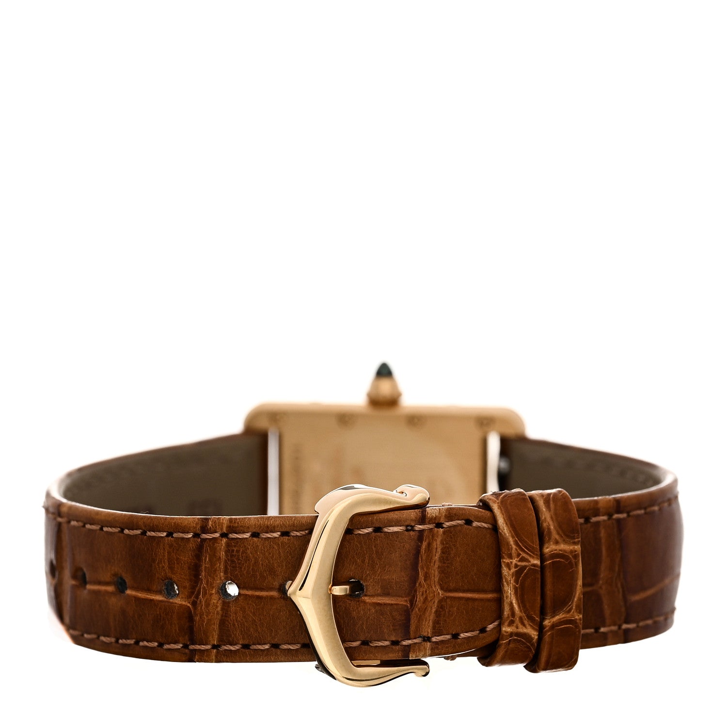 Cartier 18K Yellow Gold Alligator 22mm Tank Louis Quartz Watch Brown Brown 3 of 5